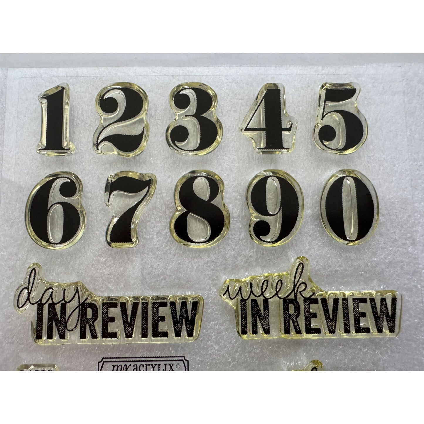 CTMH My Acrylix Acrylic Stamp Set Day In Review Journaling Record Month C1622