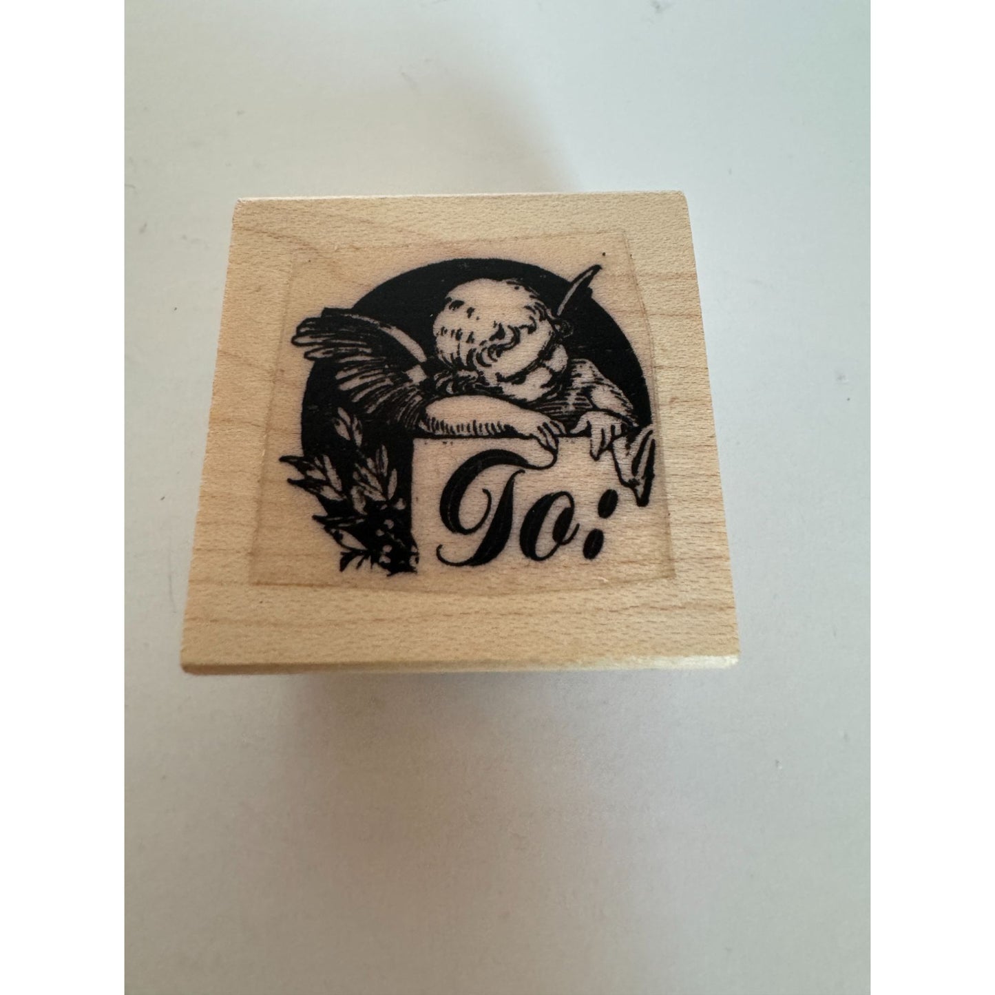 Angel Rubber Stamp To Design Gift Tag Card Making Valentines Day Present Small