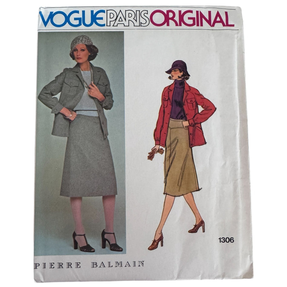 Vogue Sewing Pattern 1306 Paris Original Pierre Balmain Jacket Skirt Suit 10 Uncut 1970s