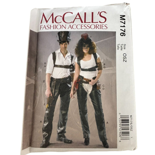 McCalls Sewing Pattern M7176 Steampunk Accessories Chaps Harness Holster Cosplay Costume Unisex Uncut