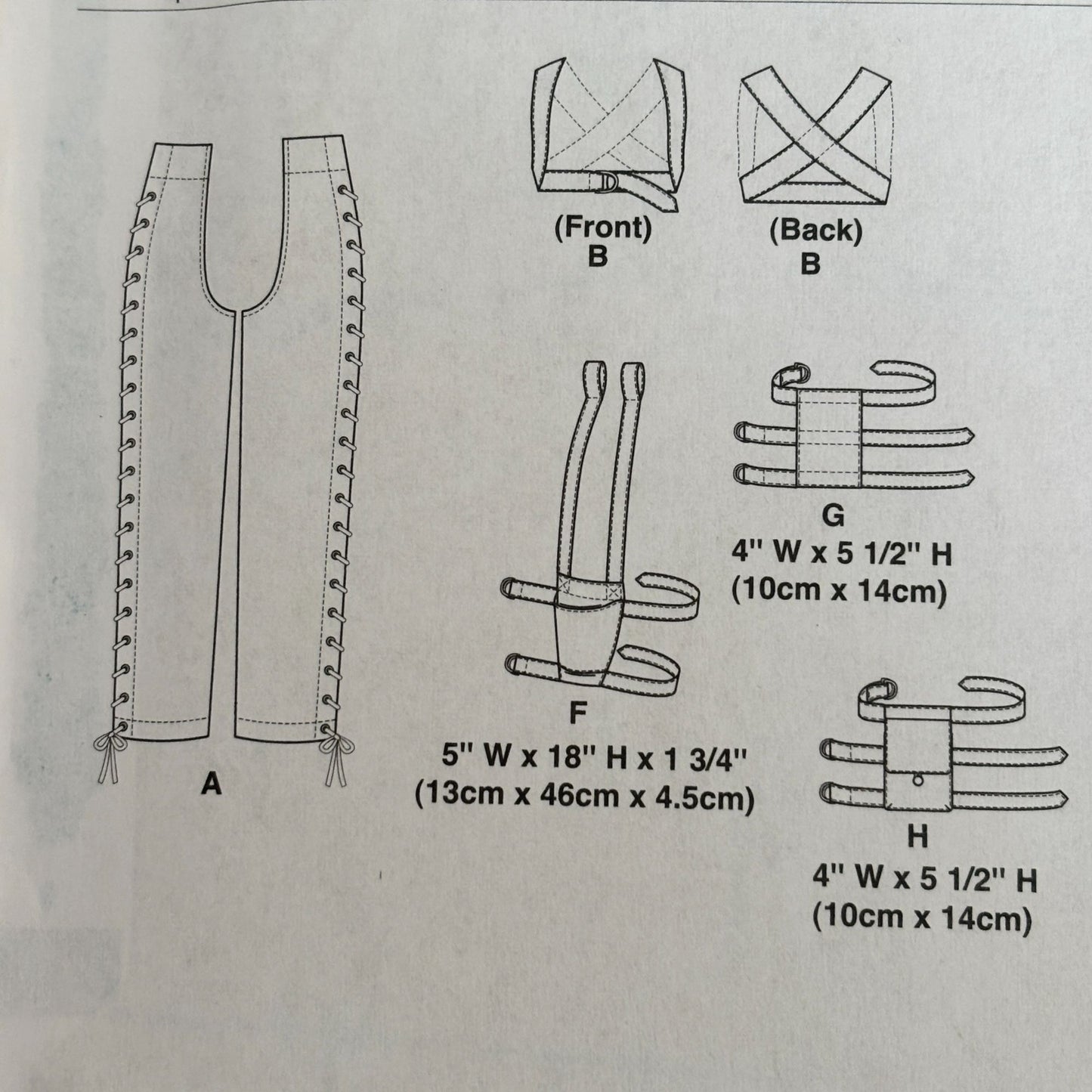 McCalls Sewing Pattern M7176 Steampunk Accessories Chaps Harness Holster Cosplay Costume Unisex Uncut