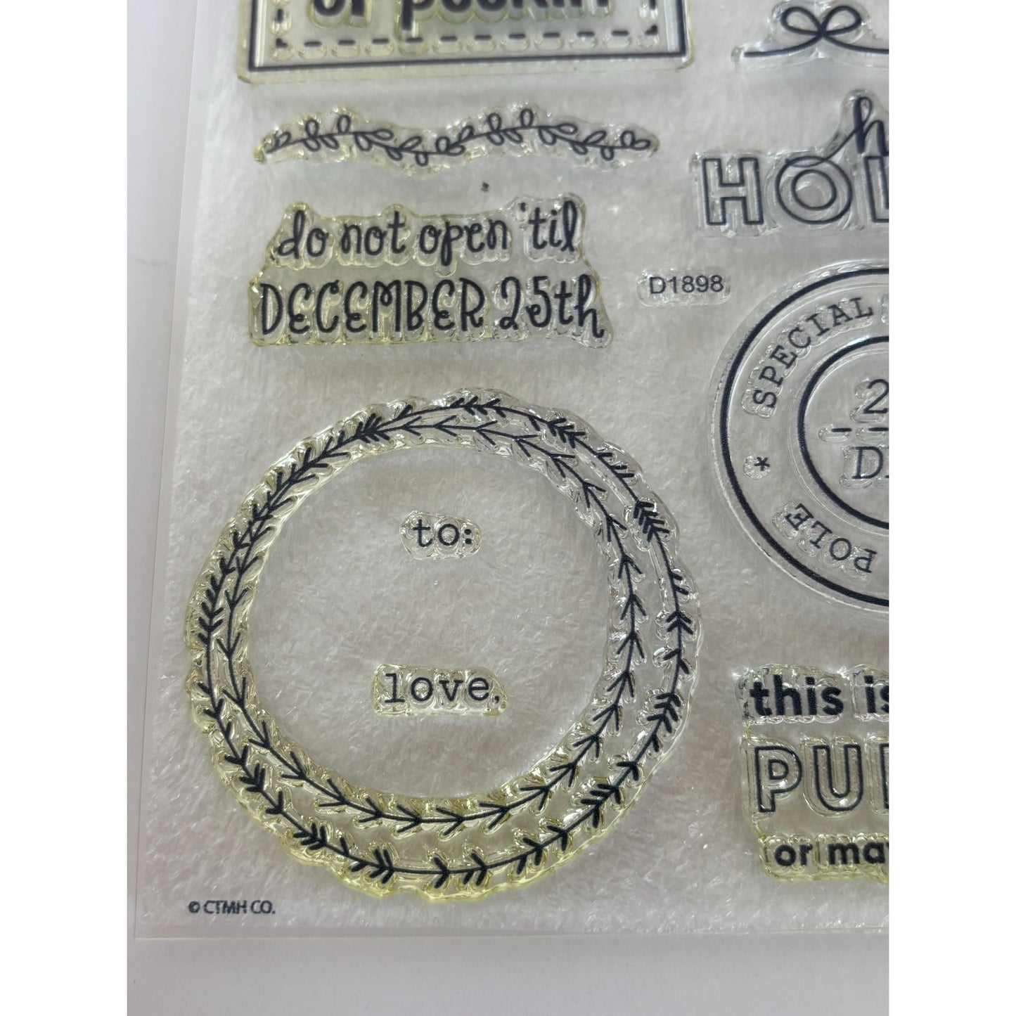CTMH My Acrylix Acrylic Stamp Set No Peeking Gift Tag Card Making Christmas To