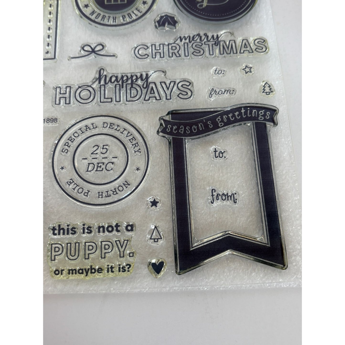 CTMH My Acrylix Acrylic Stamp Set No Peeking Gift Tag Card Making Christmas To