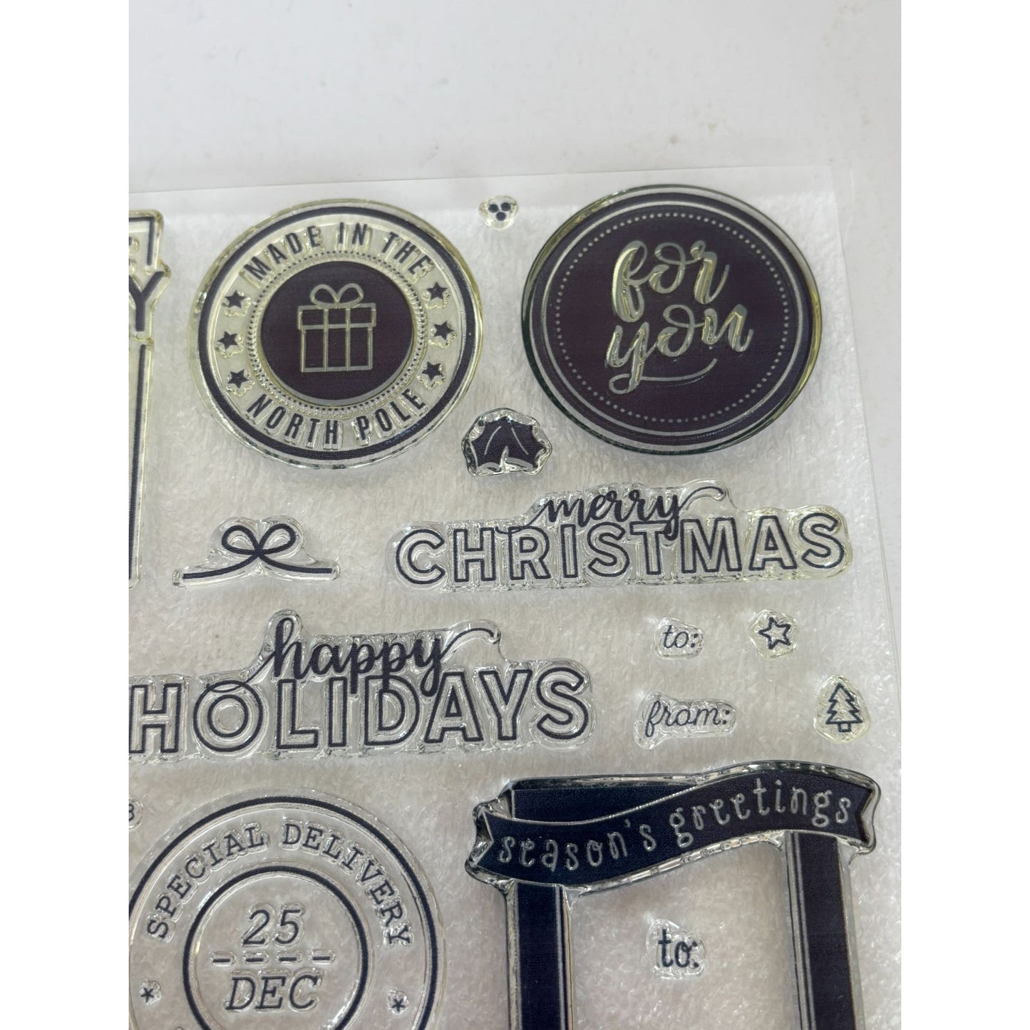 CTMH My Acrylix Acrylic Stamp Set No Peeking Gift Tag Card Making Christmas To