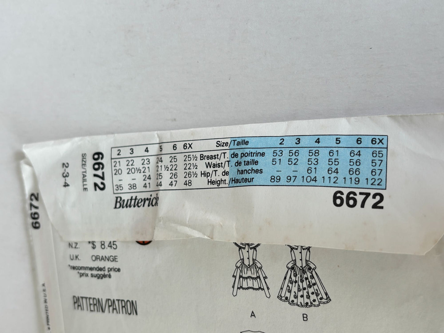 Butterick Sewing Pattern 6672 Party Dress 90s Toddler Spring Easter Girls 2 3 4 Uncut