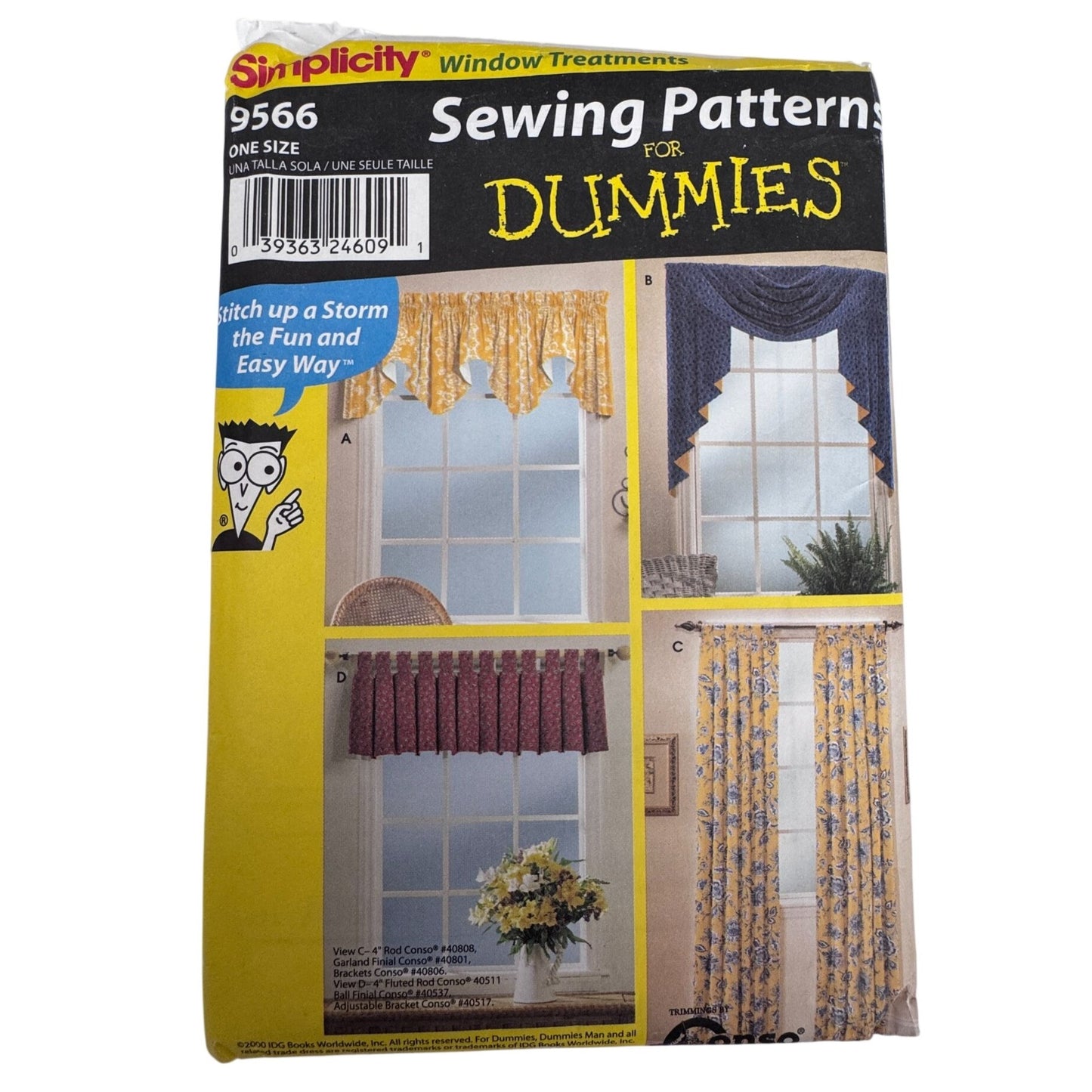 Simplicity Sewing Pattern 9566 Window Treatments Curtains Valances Home Decor Drapes Uncut