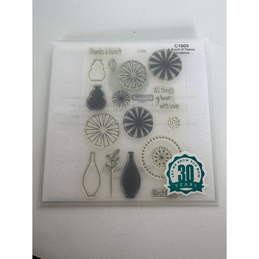 CTMH My Acrylix Acrylic Stamp Set A Bunch of Thanks Best Buds Flower Vase Pun