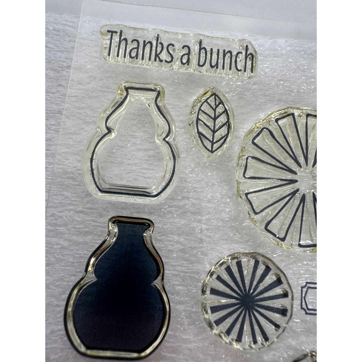 CTMH My Acrylix Acrylic Stamp Set A Bunch of Thanks Best Buds Flower Vase Pun