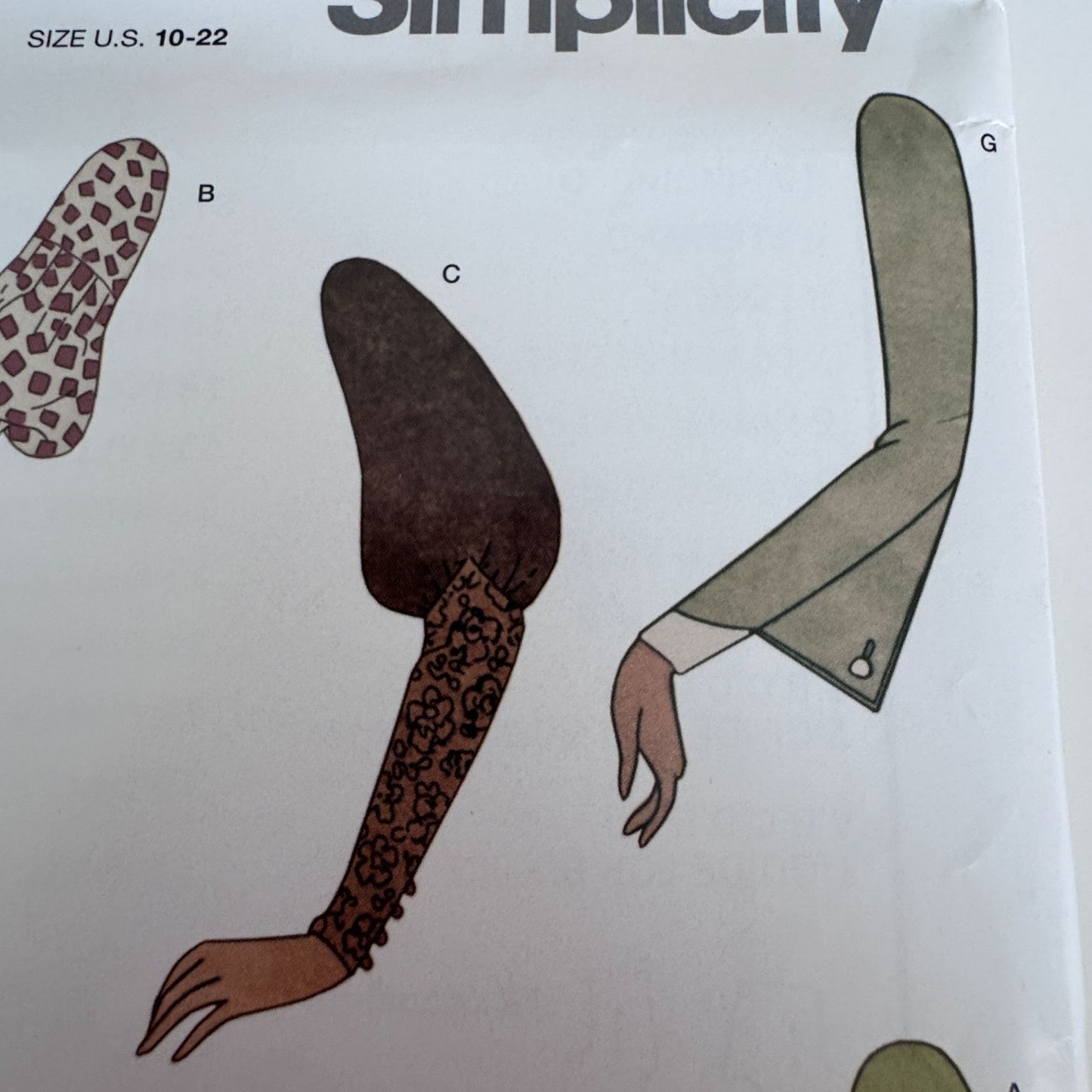 Simplicity Sewing Pattern H0230 Vintage 1930s Style Sleeves Historical Costume Making 10-22 Uncut