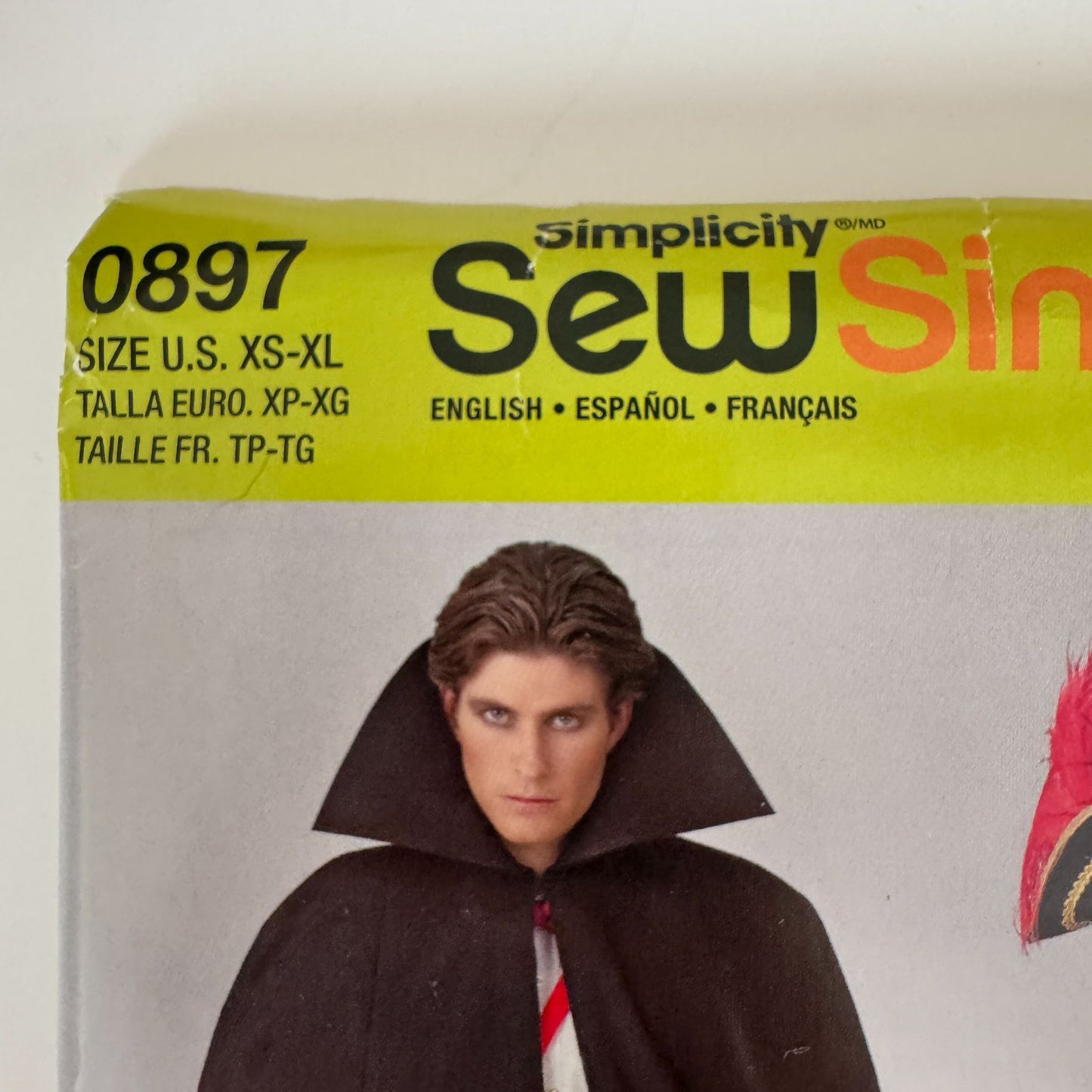 Simplicity Sewing Pattern 0897 Pirate Dracula Halloween Costume Cape XS-XL Uncut Easy Mens Misses