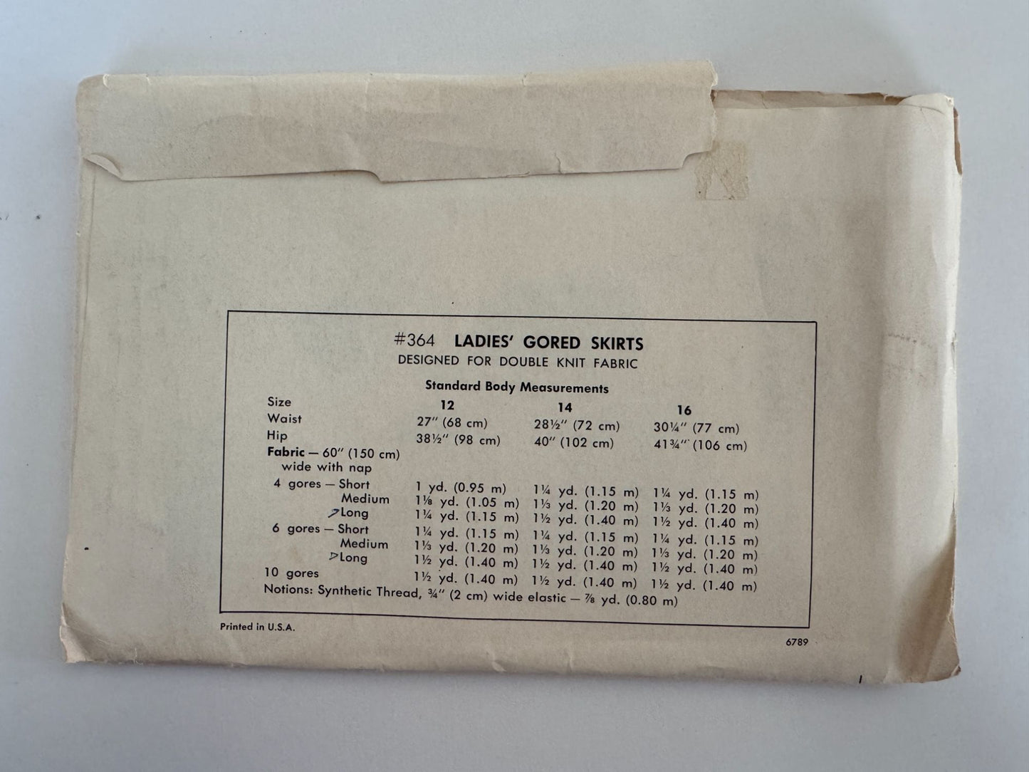 Kwik Sew Sewing Pattern 364 Ladies Gored Skirt Short Long Vintage 1970s 12 14 16