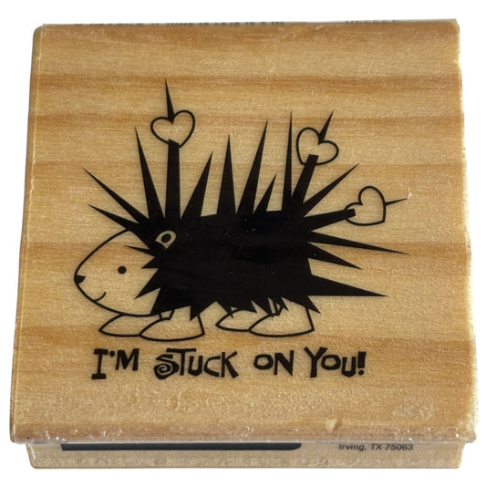 CraftSmart Rubber Stamp Hedgehog I am Stuck On You Love Hearts Funny Valentine