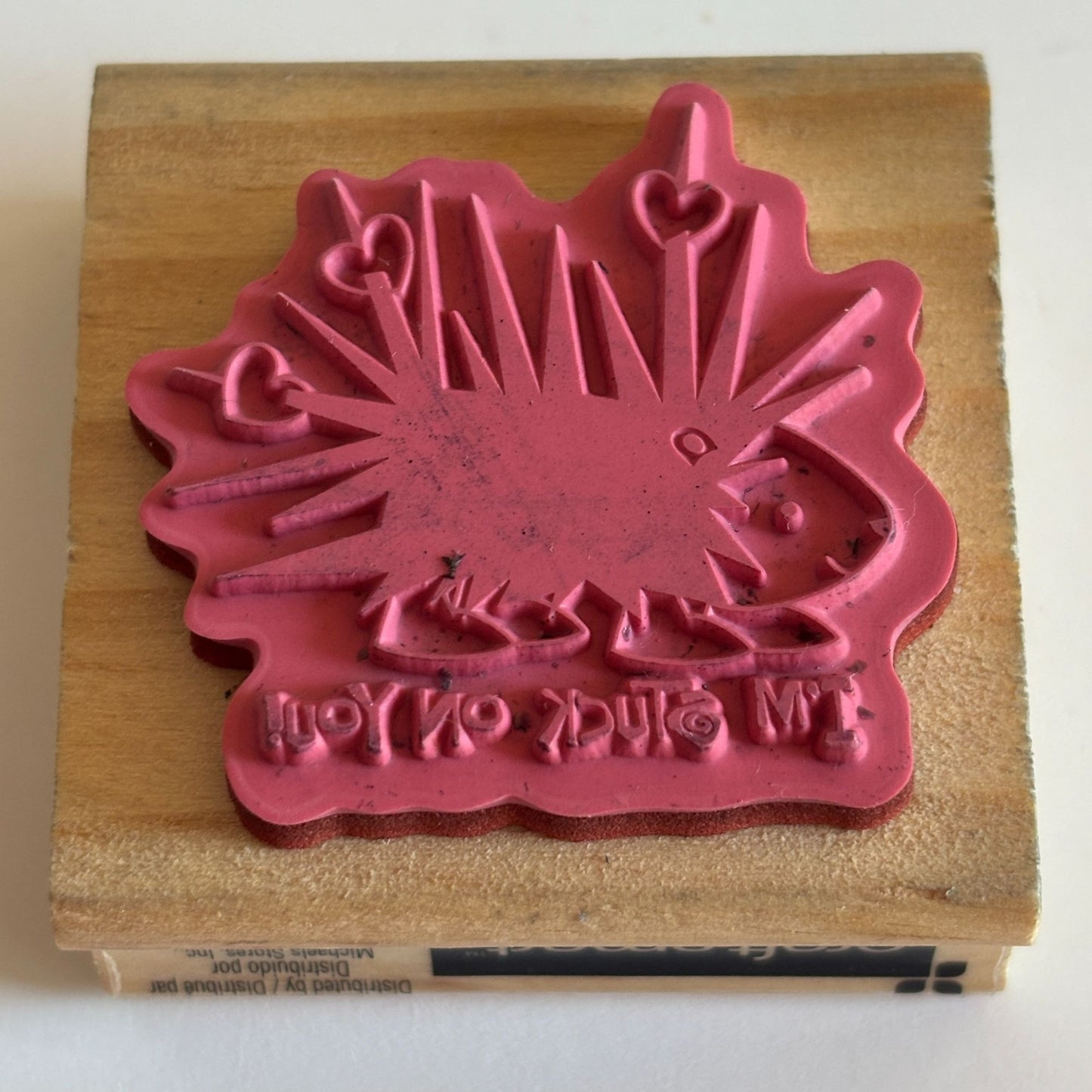 CraftSmart Rubber Stamp Hedgehog I am Stuck On You Love Hearts Funny Valentine