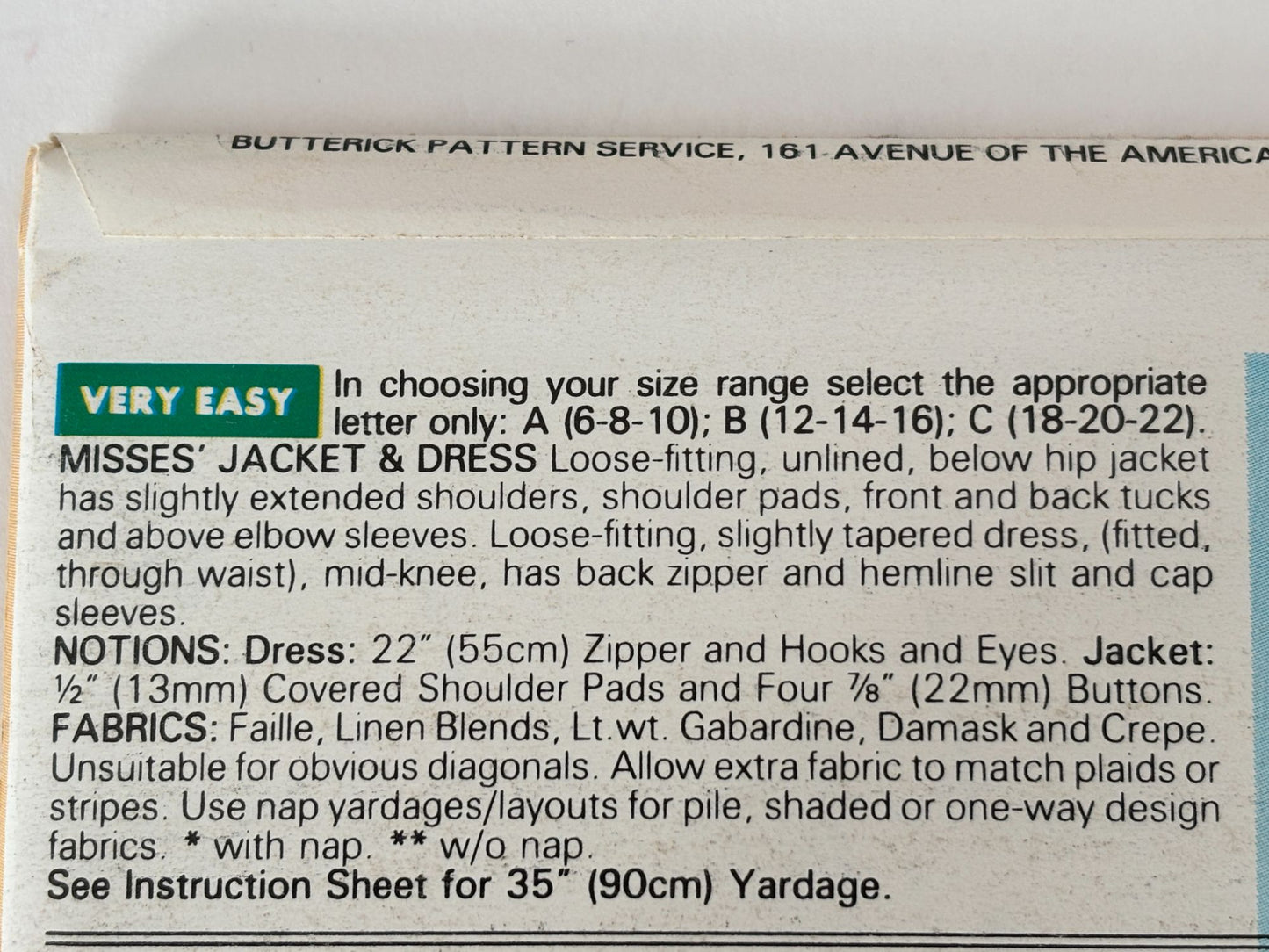 Butterick Sewing Pattern 6627 Misses Jacket Sheath Dress Work 90s Easy 6 8 10 UC