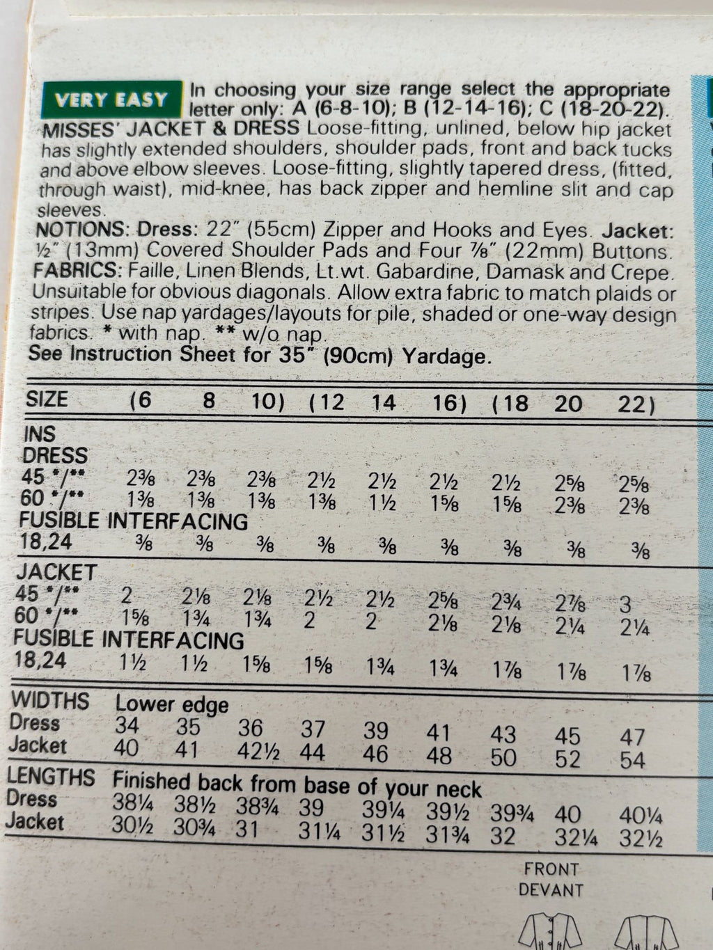 Butterick Sewing Pattern 6627 Misses Jacket Sheath Dress Work 90s Easy 6 8 10 UC
