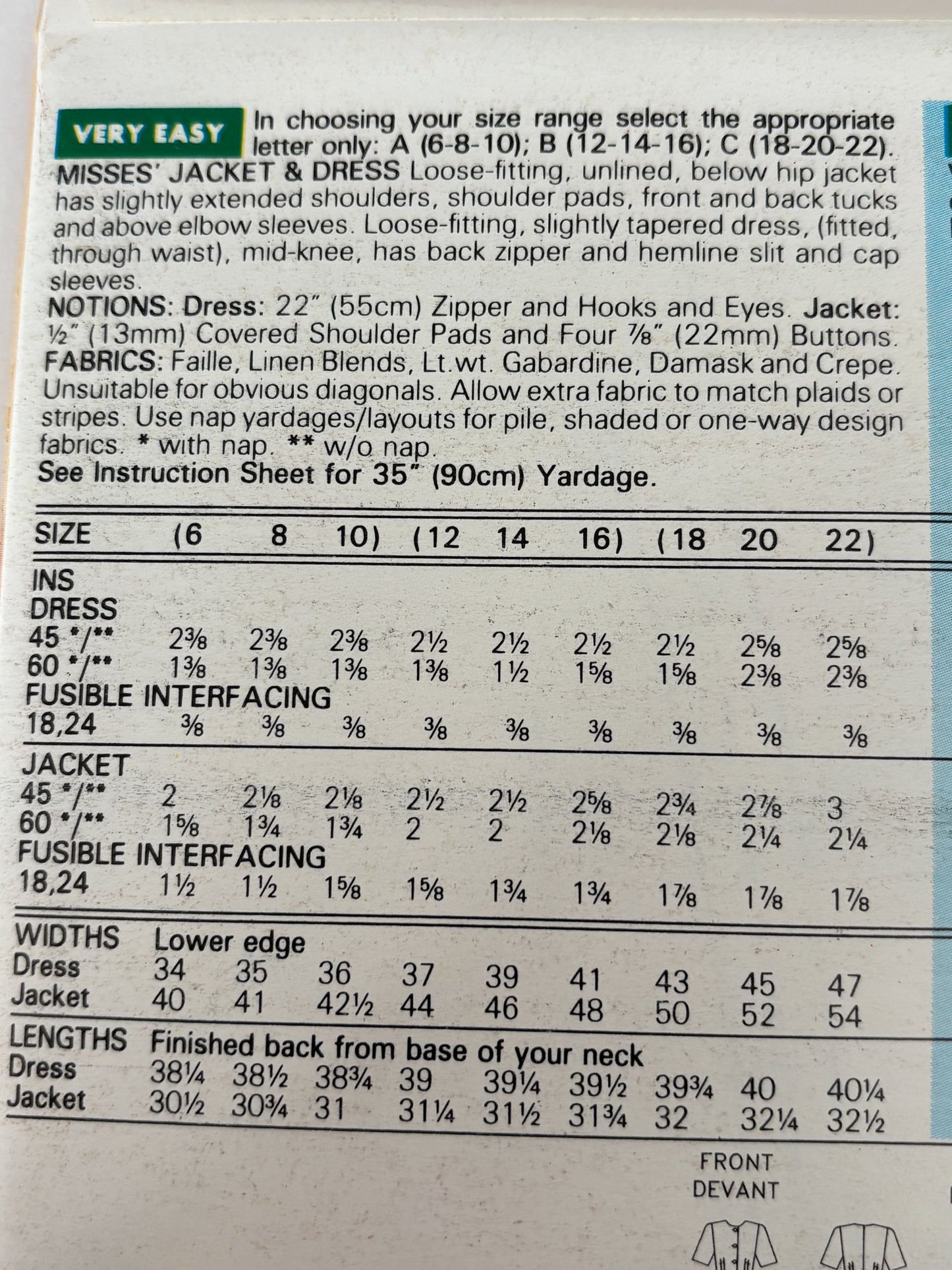 Butterick Sewing Pattern 6627 Misses Jacket Sheath Dress Work 90s Easy 6 8 10 UC