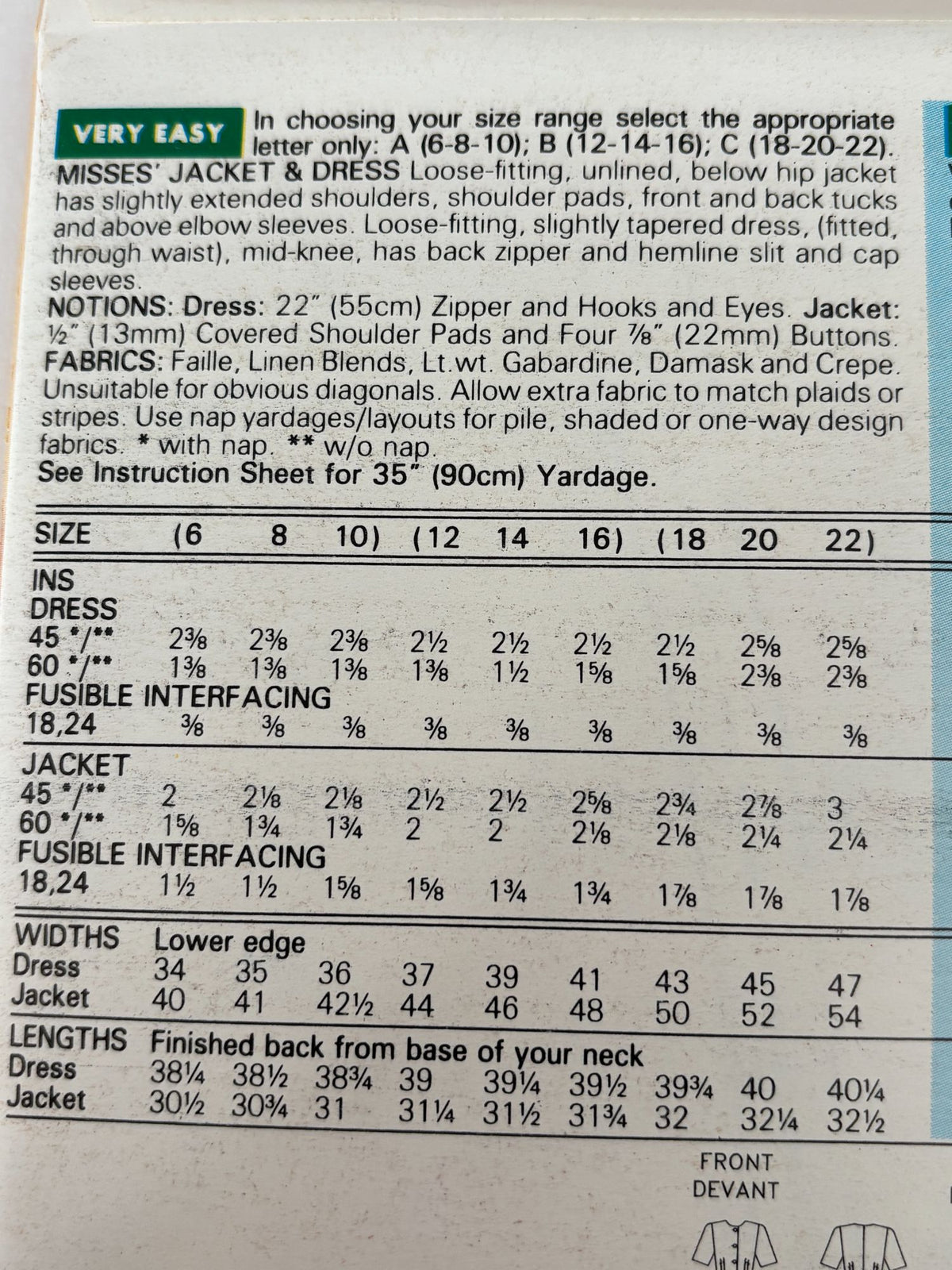 Butterick Sewing Pattern 6627 Misses Jacket Sheath Dress Work 90s Easy 6 8 10 UC