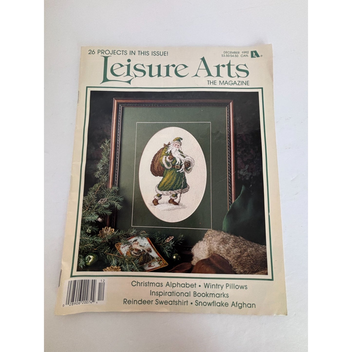Leisure Arts Magazine December 1992 Cross Stitch Crafts Christmas Santa Crochet