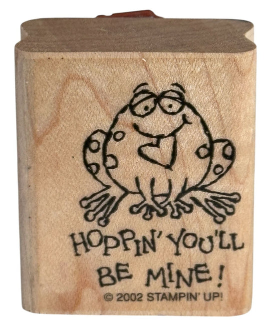 Stampin Up Rubber Stamp Frog Pun Hoppin Hoping You Will Be Mine Valentines Funny
