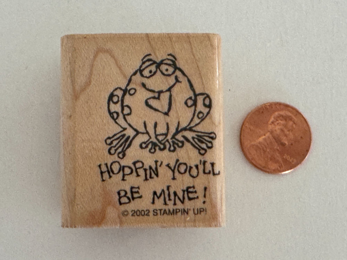 Stampin Up Rubber Stamp Frog Pun Hoppin Hoping You Will Be Mine Valentines Funny