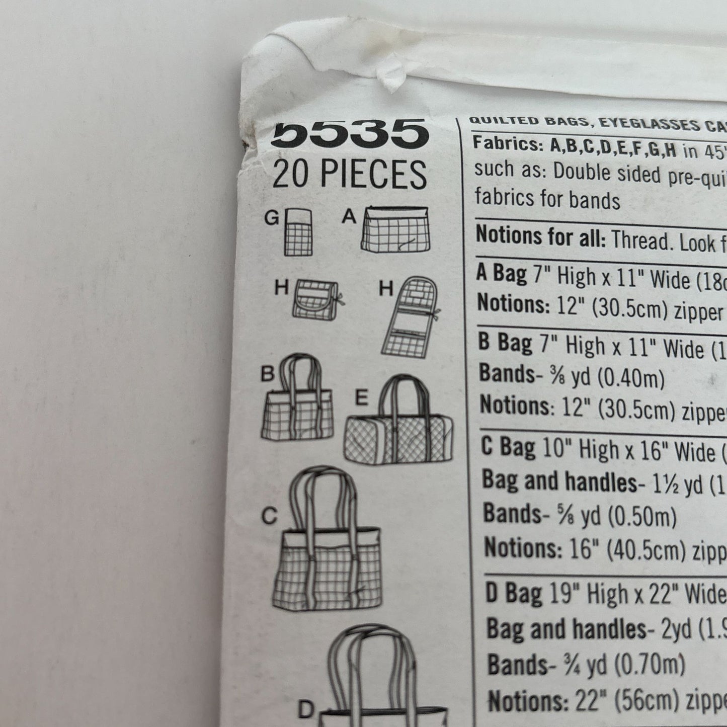 Simplicity Sewing Pattern 5535 Quilted Bags Eyeglass Case Change Purse Tote UC