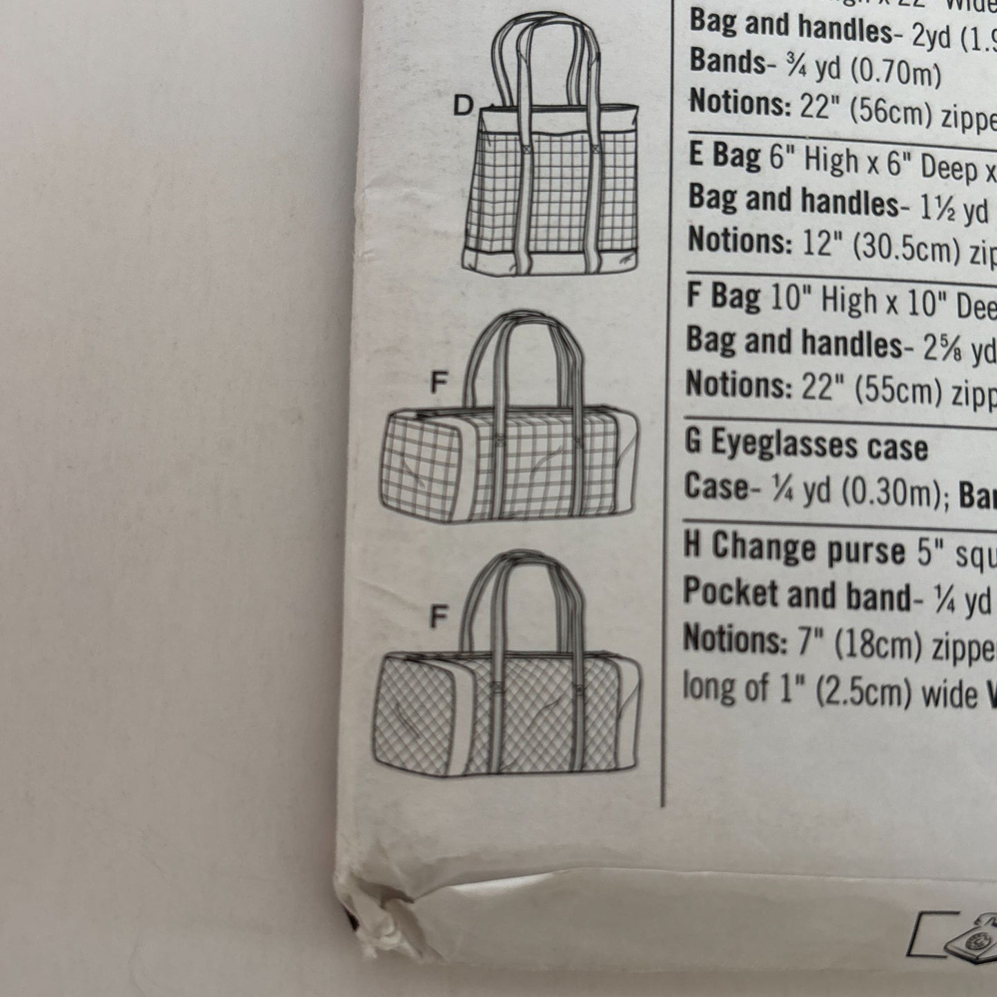 Simplicity Sewing Pattern 5535 Quilted Bags Eyeglass Case Change Purse Tote UC