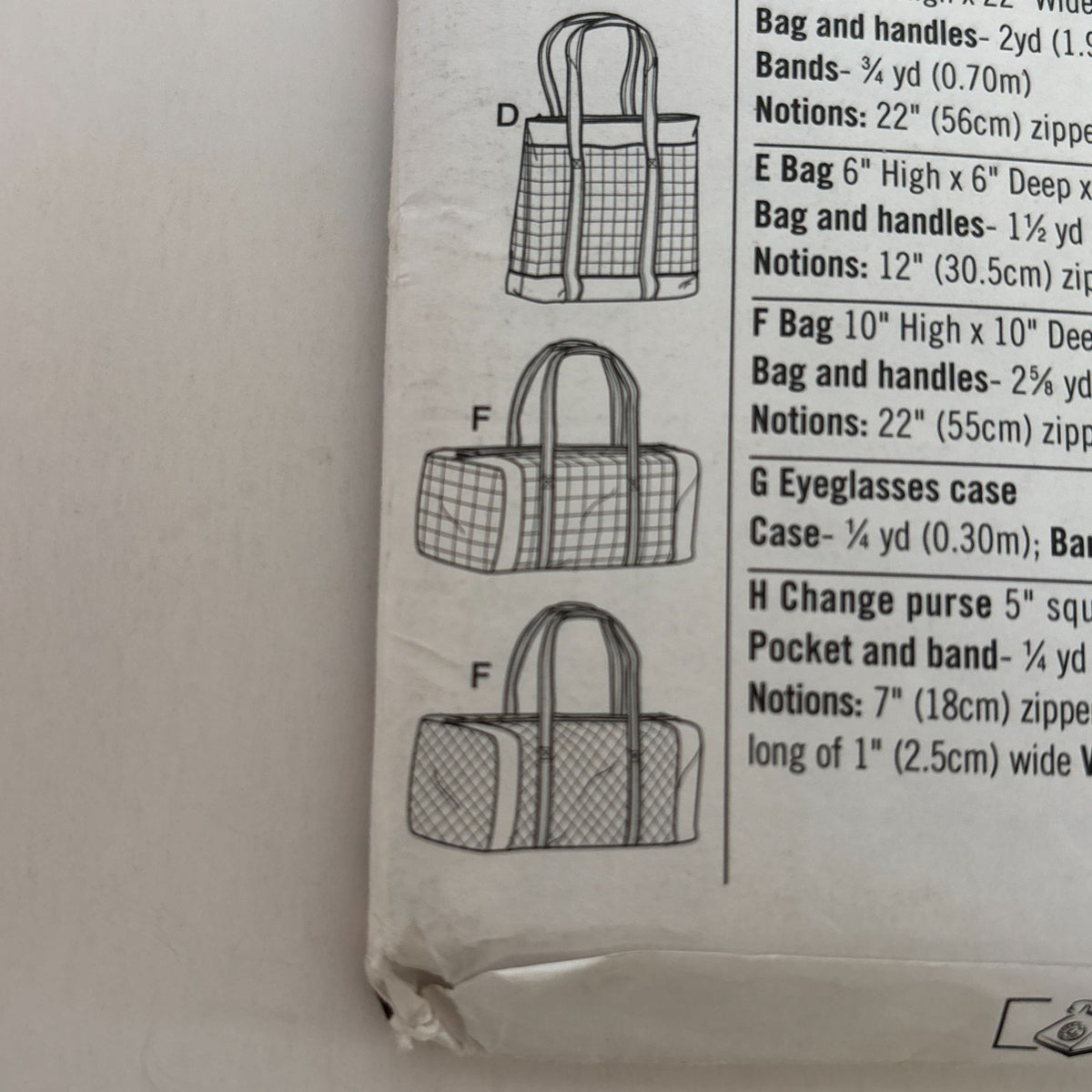 Simplicity Sewing Pattern 5535 Quilted Bags Eyeglass Case Change Purse Tote UC