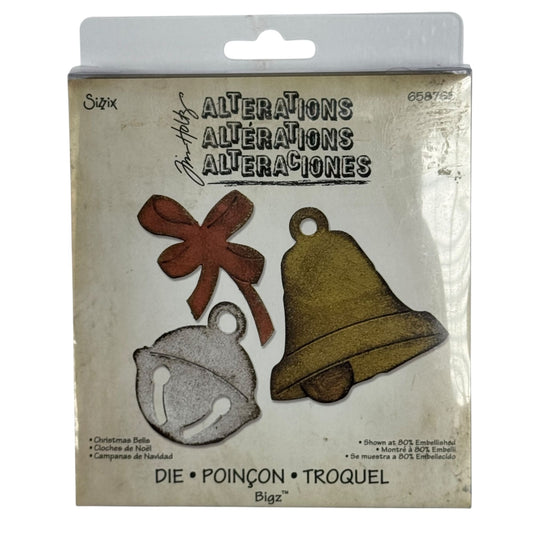 Sizzix Tim Holtz Alterations Bigz Die Christmas Bells Holiday Card Making 658765