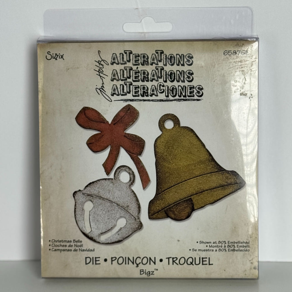 Sizzix Tim Holtz Alterations Bigz Die Christmas Bells Holiday Card Making 658765