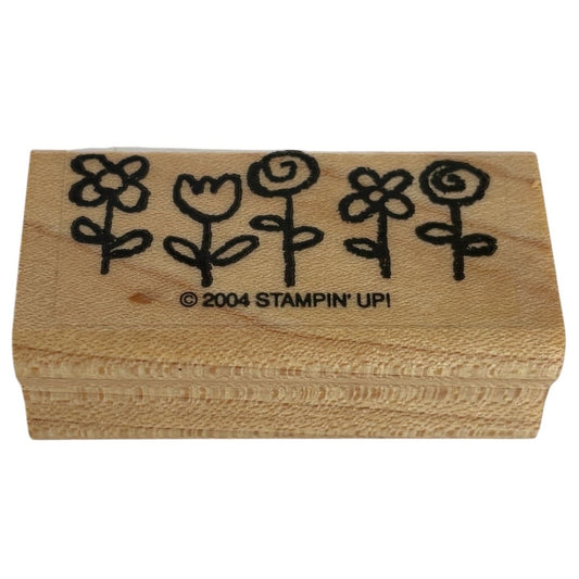 Stampin Up Rubber Stamp Flower Row Spring Nature Growing Edge Maker Border