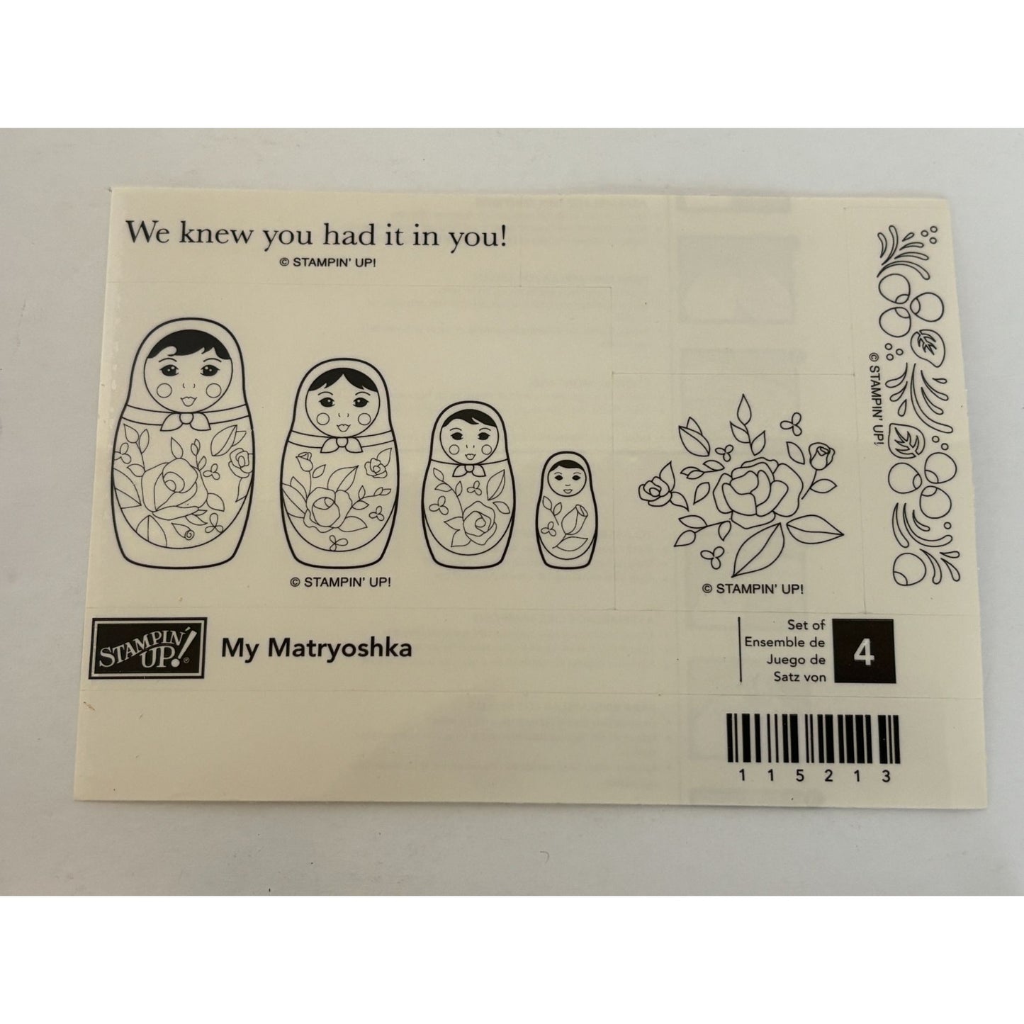 Stampin Up Rubber Stamp Set My Matryoshka Russian Nesting Dolls Funny Saying New