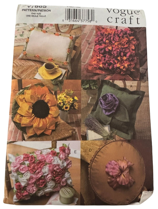 Vogue Sewing Pattern V7865 Craft Floral Pillow Seasonal Home Decor Sunflower UC