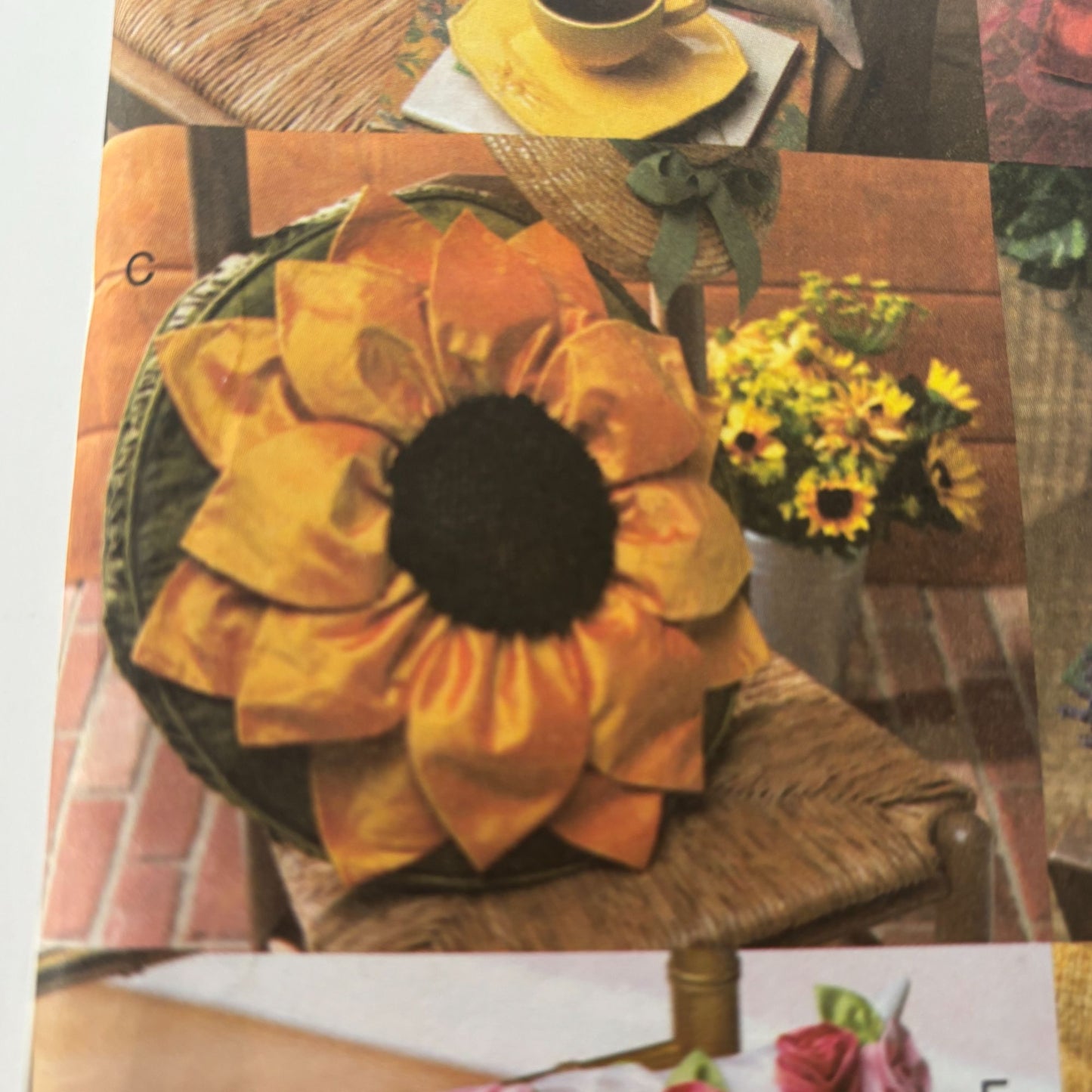 Vogue Sewing Pattern V7865 Craft Floral Pillow Seasonal Home Decor Sunflower UC