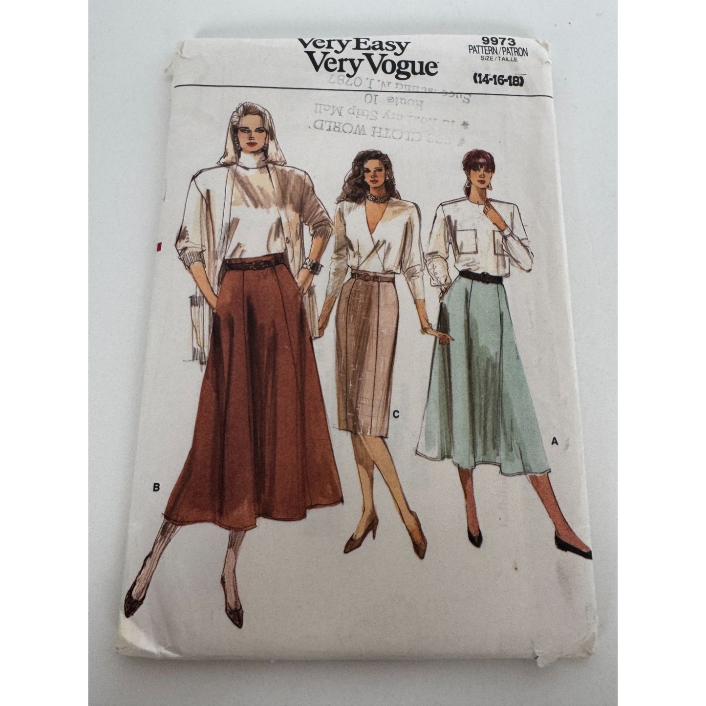 Vogue Sewing Pattern 9973 Skirt Straight or Flared or Gored Modest 14 16 18 UC