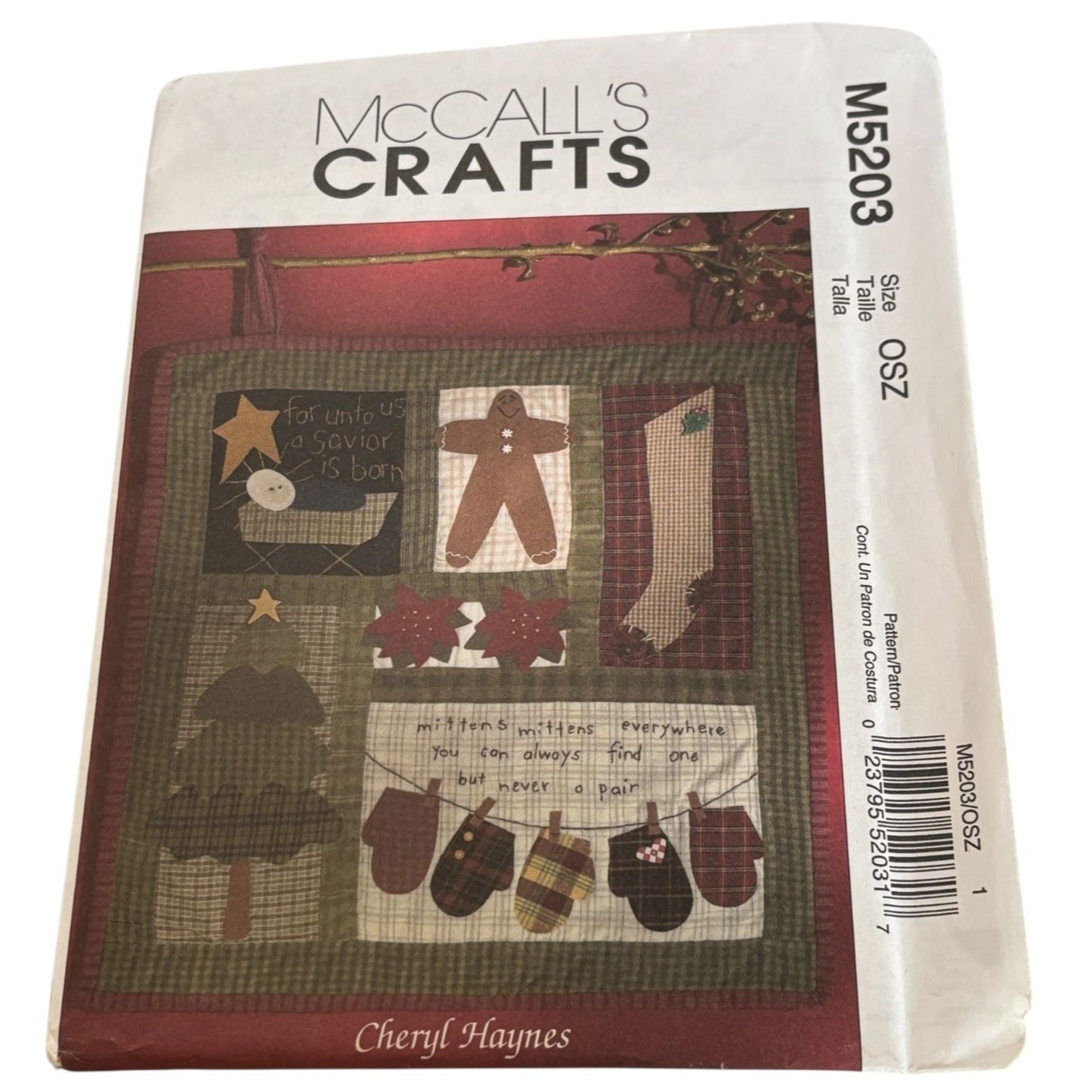 McCalls Quilting Pattern M5203 Christmas Wallhanging Quilt Gingerbread Man Uncut