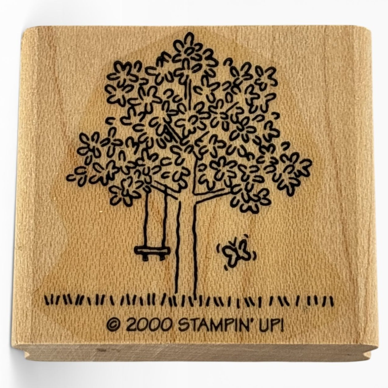 Stampin Up Rubber Stamp Tree Swing Butterfly Spring Season Nature Card Making