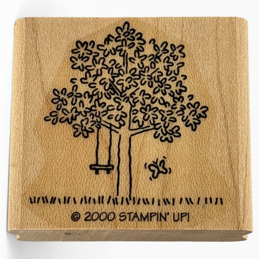 Stampin Up Rubber Stamp Tree Swing Butterfly Spring Season Nature Card Making