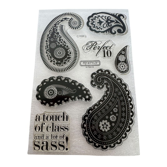 CTMH My Acrylix Acrylic Stamp Set Paisley Perfect Flair Motifs Sass C1556