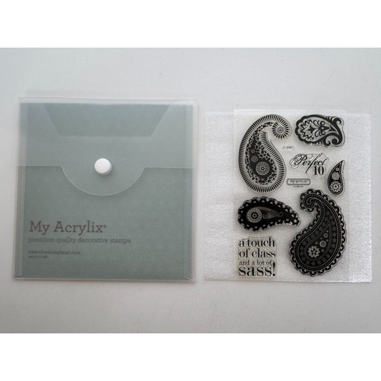 CTMH My Acrylix Acrylic Stamp Set Paisley Perfect Flair Motifs Sass C1556