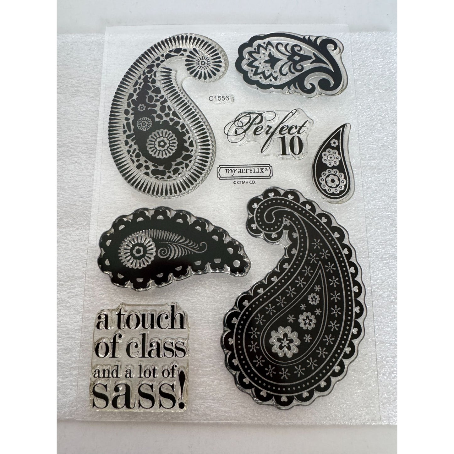CTMH My Acrylix Acrylic Stamp Set Paisley Perfect Flair Motifs Sass C1556