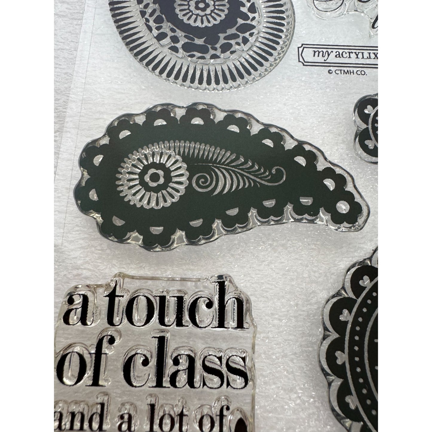 CTMH My Acrylix Acrylic Stamp Set Paisley Perfect Flair Motifs Sass C1556