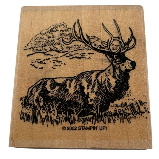 Stampin Up Rubber Stamp Elk with Horns Wilderness Mountain Animal Nature Hunting