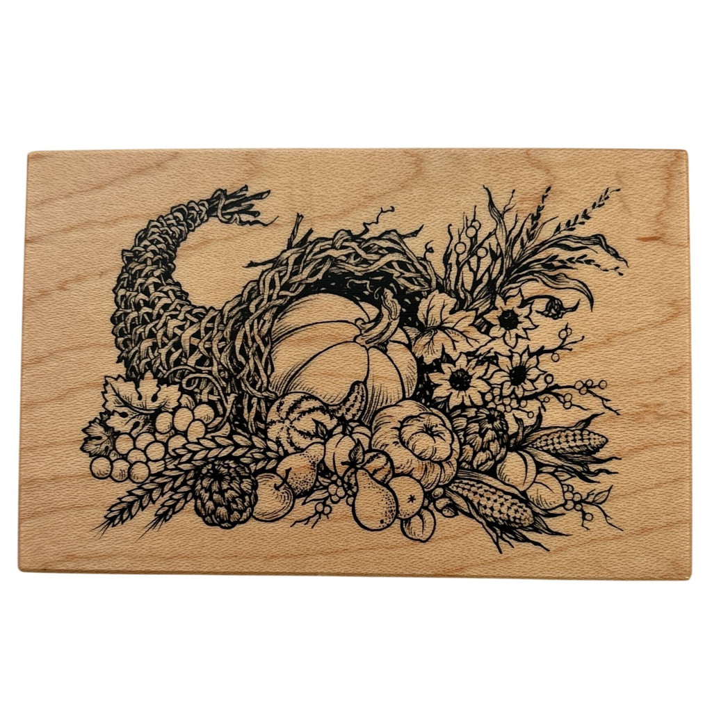 PSX Rubber Stamp Harvest Cornucopia Thanksgiving Card Making Pumpkin Fall Autumn Wood Mounted