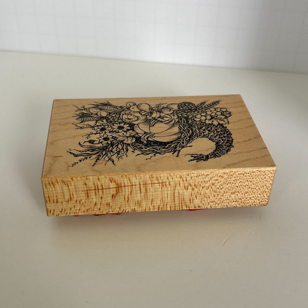 PSX Rubber Stamp Harvest Cornucopia Thanksgiving Card Making Pumpkin Fall Autumn Wood Mounted