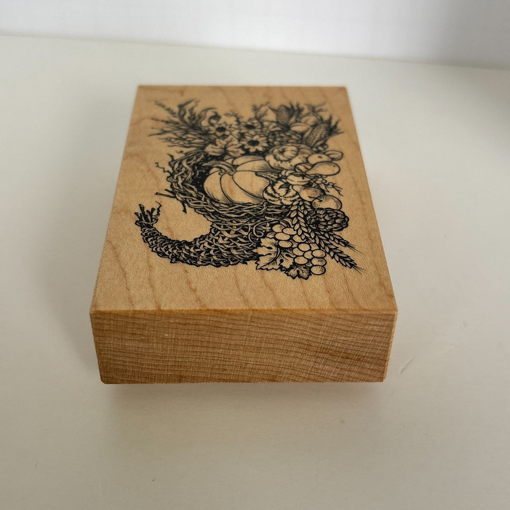 PSX Rubber Stamp Harvest Cornucopia Thanksgiving Card Making Pumpkin Fall Autumn Wood Mounted