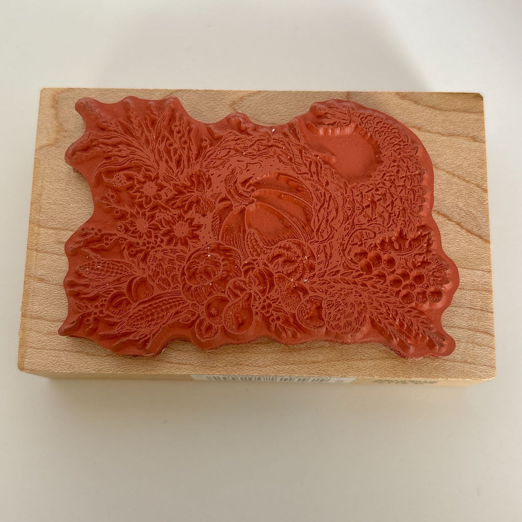 PSX Rubber Stamp Harvest Cornucopia Thanksgiving Card Making Pumpkin Fall Autumn Wood Mounted