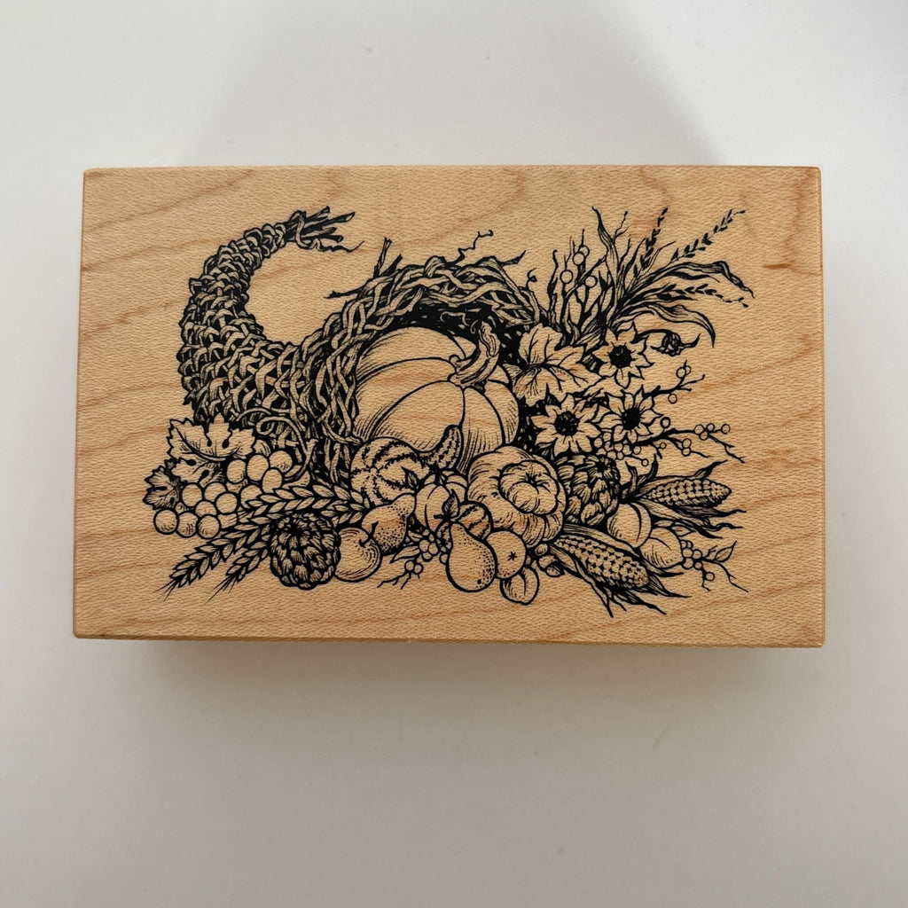 PSX Rubber Stamp Harvest Cornucopia Thanksgiving Card Making Pumpkin Fall Autumn Wood Mounted