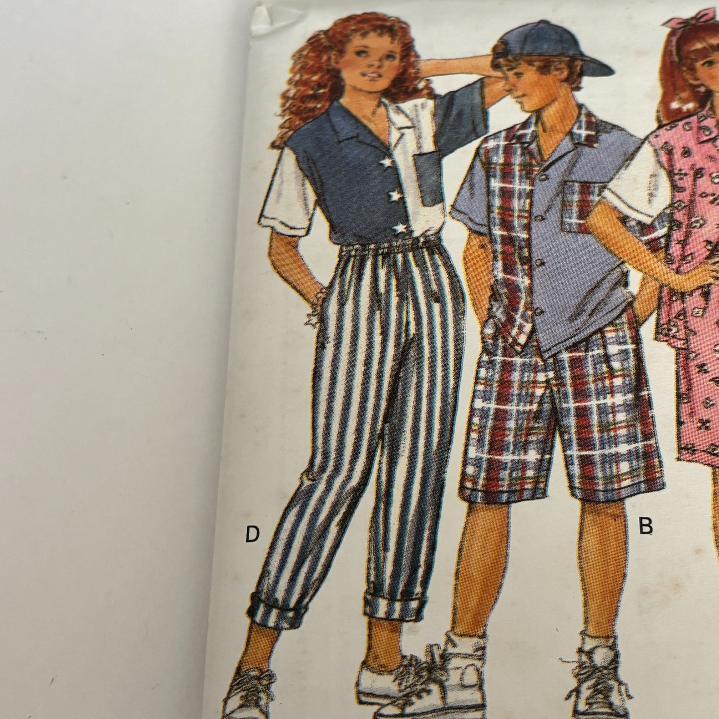 Butterick Sewing Pattern 6811 Kids 90s Shirt Shorts Pants Retro Summer Outfit 7-14 Uncut