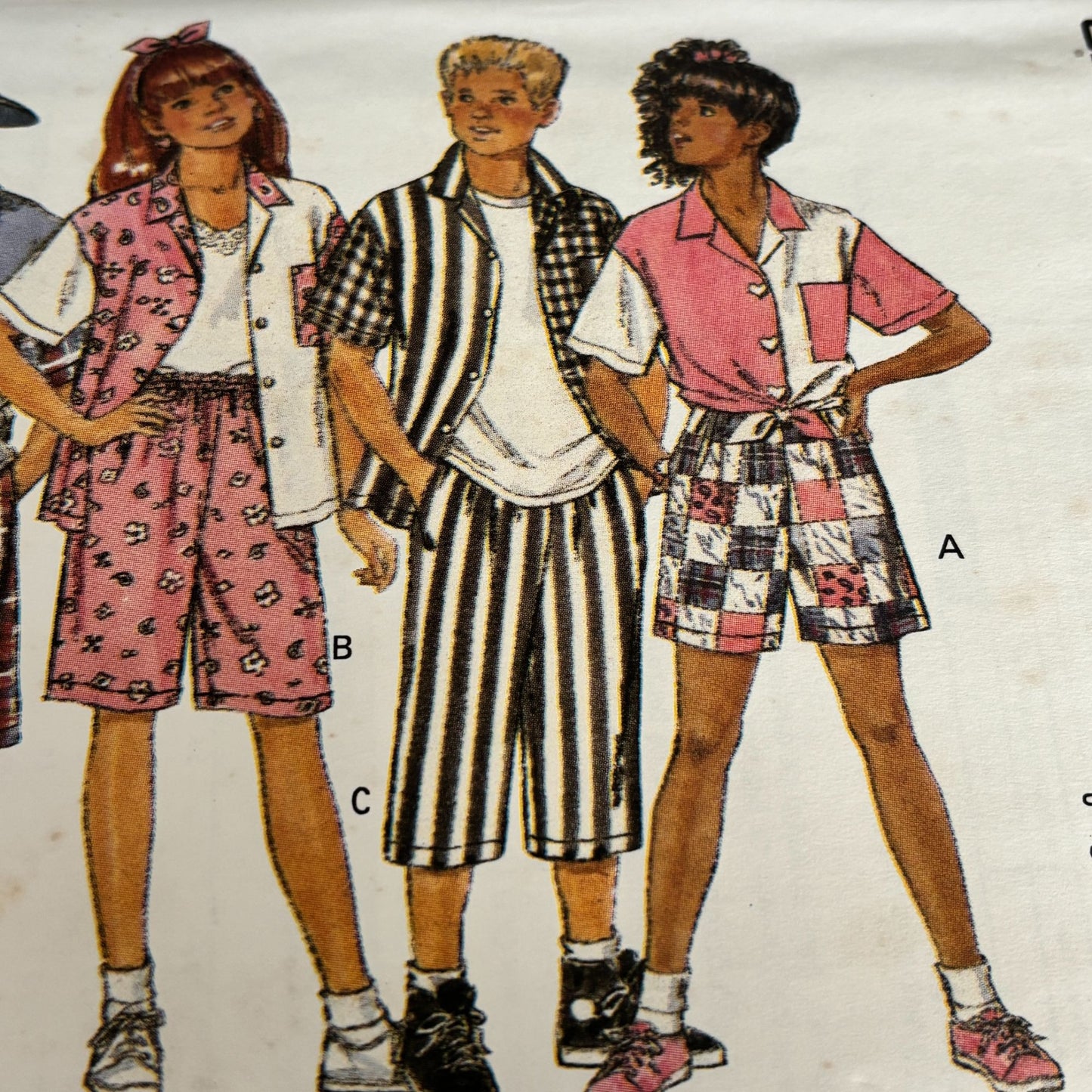 Butterick Sewing Pattern 6811 Kids 90s Shirt Shorts Pants Retro Summer Outfit 7-14 Uncut