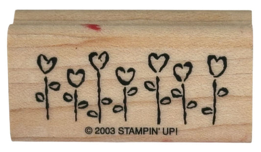 Stampin Up Rubber Stamp Heart Flower Tulip Row Spring Mothers Day Card Making